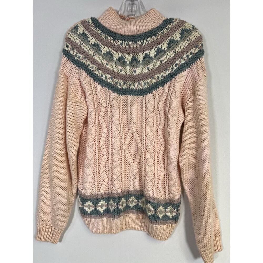 VTG Cabin Creek Women’s Sweater Pullover Fair Isle Pink Sz S Cottage Grandma